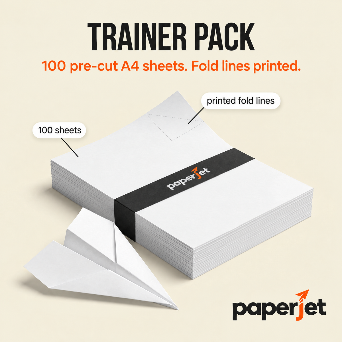 Trainer Pack: 100 pre-cut A4 sheets with printed fold lines